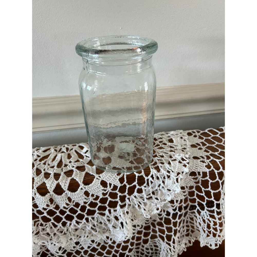 Vintage Clear Glass Apothecary Jar Hammered Texture Milk Bottle Vase